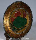 7 8  Old China Song Ru Kiln Porcelain Gilt Lotus Flower Fish Pattern Plate Tray