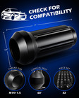 M14x1 5 Black Spline Lug Nuts 2  Xl Cone Seat   Ford F250 F350 Chevy Gmc Set 32