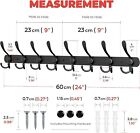Matte Black Heavy Duty Coat Rack Wall Mounted 8 Tri Hooks For Hanging Towel Hat