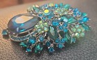 Sparkling Blue Crystal Rhinestones Large Pin Brooch For Women Fashion Jewelry