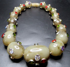 Amazing Huge Stone Looking Lucite Bead Bezel Set Cubic Zirconia Necklace