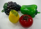 Murano Style Glass Fruit   Vegetables Life Size Vintage Mcm 4 Piece Decor Glass