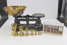 Ehi Salter Cast Iron Scale W  Brass Basket   Set 7 Brass Weights Made In England