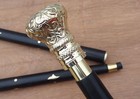Vintage Nautical Solid Brass Designer Handle Wooden Walking Stick Cane 36 Inch 