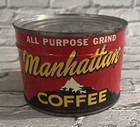 Vintage Manhattan Coffee Half Pound Key Wind Tin Sealed Unopened Nos St Louis Mo