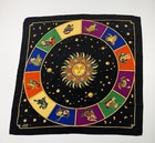 Vintage Gianni Versace Silk Scarf Zodiac Astrology Sun Moon Stars Black Gold 80s