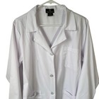 Natural Uniforms Long White Lab Coat Womens Medium Pharmacy Medical Clinical See