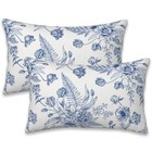 Throw Pillow Covers Set Of 2 Peony And Ferns 20  X 12   pack Of 2  Blue Flowers