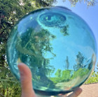 Vintage Glass Fishing Float Buoy Ball Green 9 4in Japanese North         Mark