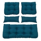  Outdoor Patio Wicker Seat Cushions Group Loveseat two U-shape two Peacock Blue