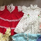 Huge Vintage 70s 80s Baby Girl 12-18m Dress Lot 14pc Smocked Apron 1970s 1980s