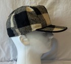 Vintage Wool Blend Checkered Panel Trapper Hunting Hat 