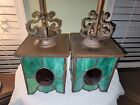 2 Antique Arts And Craft Period  Lights A Pair Of 1905 Stained Glass  Lamps