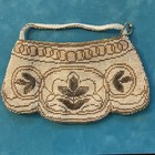 Vintage Microbeaded Purse Bag Art Deco Cream Tan Gray Grandma Core Read
