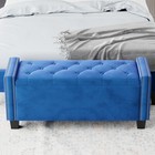 Upholstered Velvet Storage Ottoman Bench  End Of Bed Tufted Foot Stool  Blue