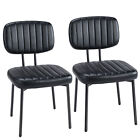 Dining Chairs Set Of 2 Low Back Pu Leather Elegant Design Armless Kitchen Chair