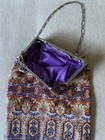 Antique 1920s Flapper Purse Micro Beaded Bead Ornate Metal Frame As Is 