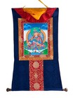 Guru Rinpoche  Padmasambhava Original Tibetan Thangka Painting With Silk Brocade