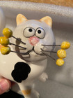 5  Amy Lacombe Cat Coin Bank Ceramic W beaded Whiskers   Stopper Pre-owned Bt2