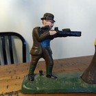 Hunter Shooting Bear Mechanical Cast Iron Coin Bank Vintage Style Reproduction