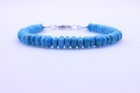 6mm Blue Kingman Arizona Natural Turquoise Beaded Rondelle Bracelet With Clasp