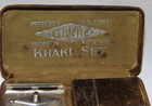 Vintage Wwii Gillette Safety Razor Khaki Kit  Property Us Army  Case   Mirror 