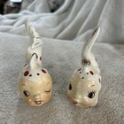 Vintage Anthropomorphic Kissing Fish S   P Shakers Ceramic Red Polka Dot Japan