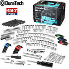 Duratech 497 Piece Mechanics Tool Set Sae metric Ratchet And Wrench Sockets Set