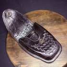 Aetco Handcuff Case  Black  Basket Weave Leather  Hidden Snap