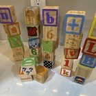 Wooden Alphabet   Number Learning Blocks Mixed Set W  Picture Illustrations
