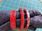 Lot 3 Vintage Cinnabar Hand Carved Braclets 1 Cloisonne
