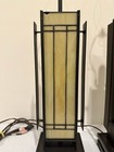 Vintage Stained Glass Table Lamp With Geometric Art Deco Design