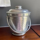 Vintage Hammered Aluminum Ice Bucket Lid Handle Mid-century Made In Italy Atomic