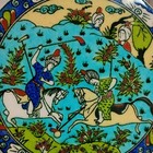 Vintage Kutahya Turkish Ceramic Trivet Polo Scene Hand Painted 6 5    Tek Cini