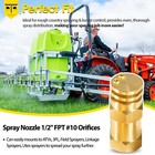 Boomless Spray Nozzle 1 2  Fpt  10 Orifices  90     180   Caps  4 2 Gpm    40 Psi