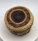 Vtg Makah Nootka Nw Coast Native American Indian Lidded Woven Trinket Basket