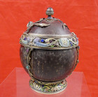 Hibjan Samu Austria Hungary Box Coconut Silver Enamel Diamond Emerald Ruby 1896