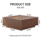 Square Coffee Table With Drawers Storage 31 5  Modern Coffee Table Walnut