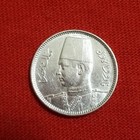 1937  Egypt Silver  Coin 2 Piastres  100   Unc King Farouk I Free Shipping 
