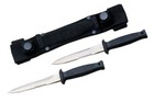 Double Defense Tactical 2 Piece Fixed Dagger Knife Set   Belt Sheath