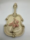 2 Vintage Chalkware Violin Wall Plaque Couple Pink Gold Victorian Style 15    Mcm