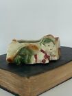 Vintage Elf Pixie Planter Glazed Ceramic Laying By A Log Gnome
