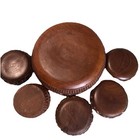 Hand Carved Wooden Bowl Set 6 Pcs Ornate Floral Vintage Rustic Decor Boho Gift