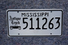 Mississippi Antique Truck License Plate