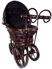 Doll Vintage Antique Wicker Metal 12x9 Baby Doll Pram Stroller Carriage Buggy