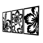 Metal Wall Art Set Of 3 Floral Decor For Living Room Modern Hanging Sign