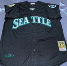Vintage Ken Griffey Jr   24 Mariners Throwback Black Sewn Stitched Jersey 