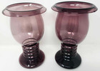 Pair Of Rolled Edge Purple Amethyst Deco Mcm Vases Signed Yoly Bartolome