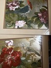 Vintage Su Silk Embroidered Art  Signed sealed Chinese Bird  peony Set Silk Art