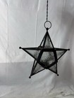 Black Metal Moravian Star Hanging Glass Tealight Candle Holder Lantern 10  